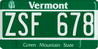 VT license plate ZSF678