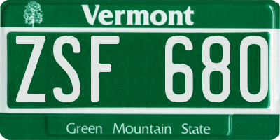 VT license plate ZSF680