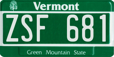 VT license plate ZSF681