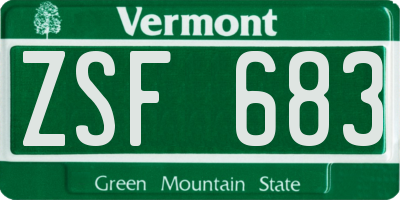 VT license plate ZSF683