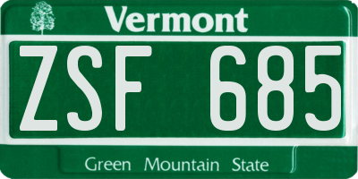 VT license plate ZSF685