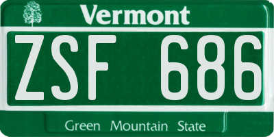 VT license plate ZSF686