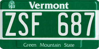 VT license plate ZSF687