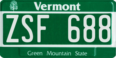 VT license plate ZSF688