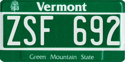 VT license plate ZSF692