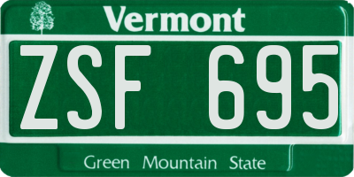 VT license plate ZSF695