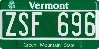 VT license plate ZSF696