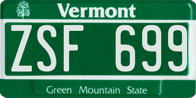 VT license plate ZSF699