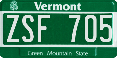 VT license plate ZSF705