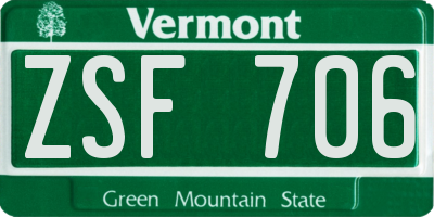 VT license plate ZSF706