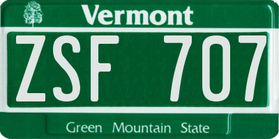 VT license plate ZSF707