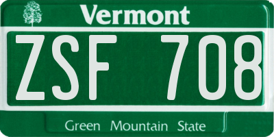 VT license plate ZSF708