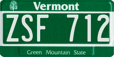 VT license plate ZSF712