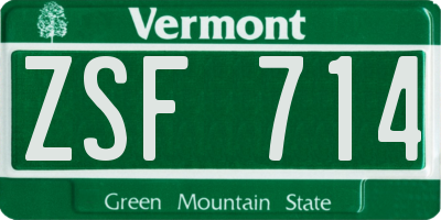 VT license plate ZSF714