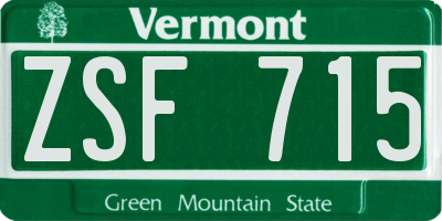 VT license plate ZSF715