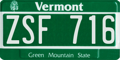 VT license plate ZSF716