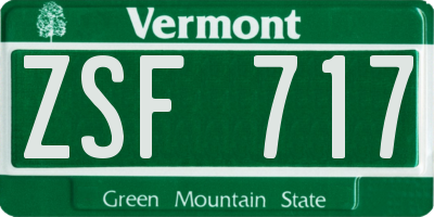 VT license plate ZSF717
