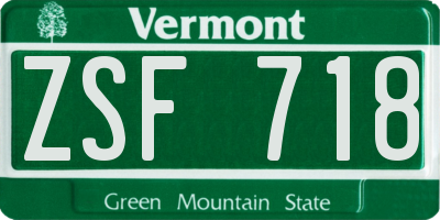 VT license plate ZSF718