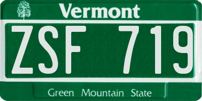 VT license plate ZSF719