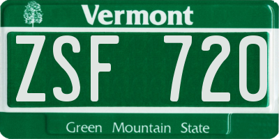 VT license plate ZSF720