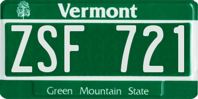 VT license plate ZSF721