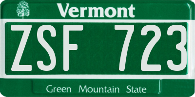 VT license plate ZSF723