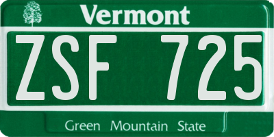 VT license plate ZSF725