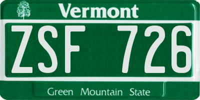VT license plate ZSF726