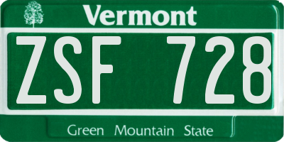 VT license plate ZSF728
