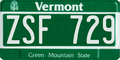 VT license plate ZSF729