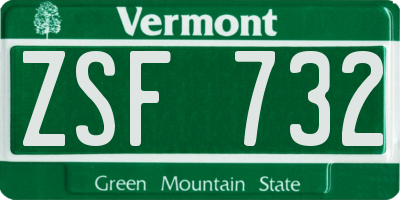 VT license plate ZSF732