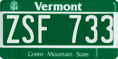VT license plate ZSF733