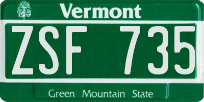 VT license plate ZSF735