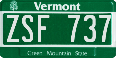 VT license plate ZSF737