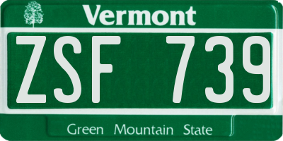 VT license plate ZSF739