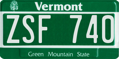 VT license plate ZSF740
