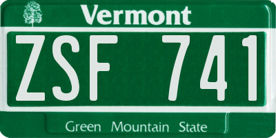 VT license plate ZSF741