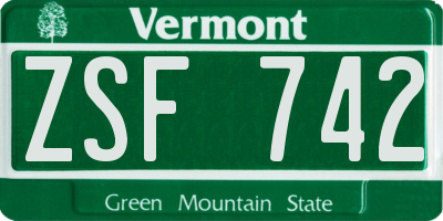 VT license plate ZSF742