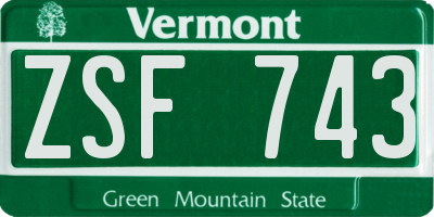 VT license plate ZSF743