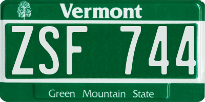 VT license plate ZSF744