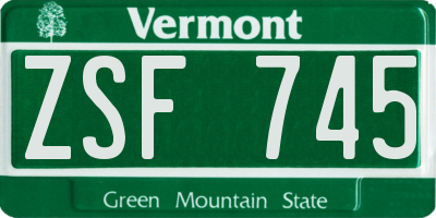 VT license plate ZSF745