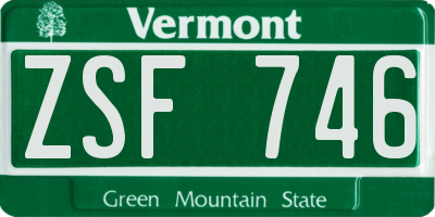 VT license plate ZSF746