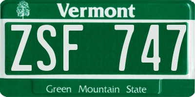 VT license plate ZSF747