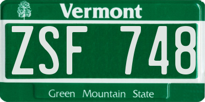 VT license plate ZSF748