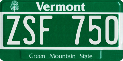 VT license plate ZSF750