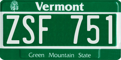 VT license plate ZSF751