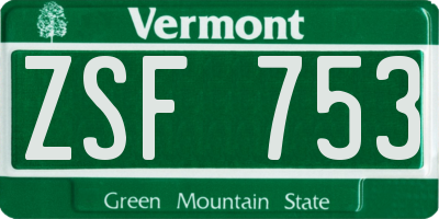 VT license plate ZSF753