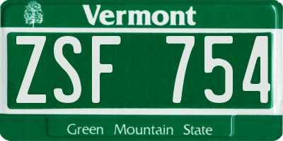 VT license plate ZSF754