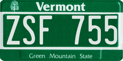 VT license plate ZSF755