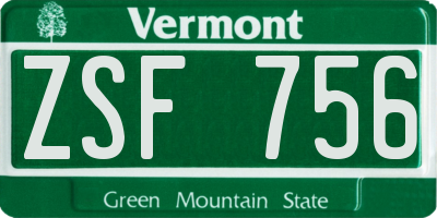 VT license plate ZSF756